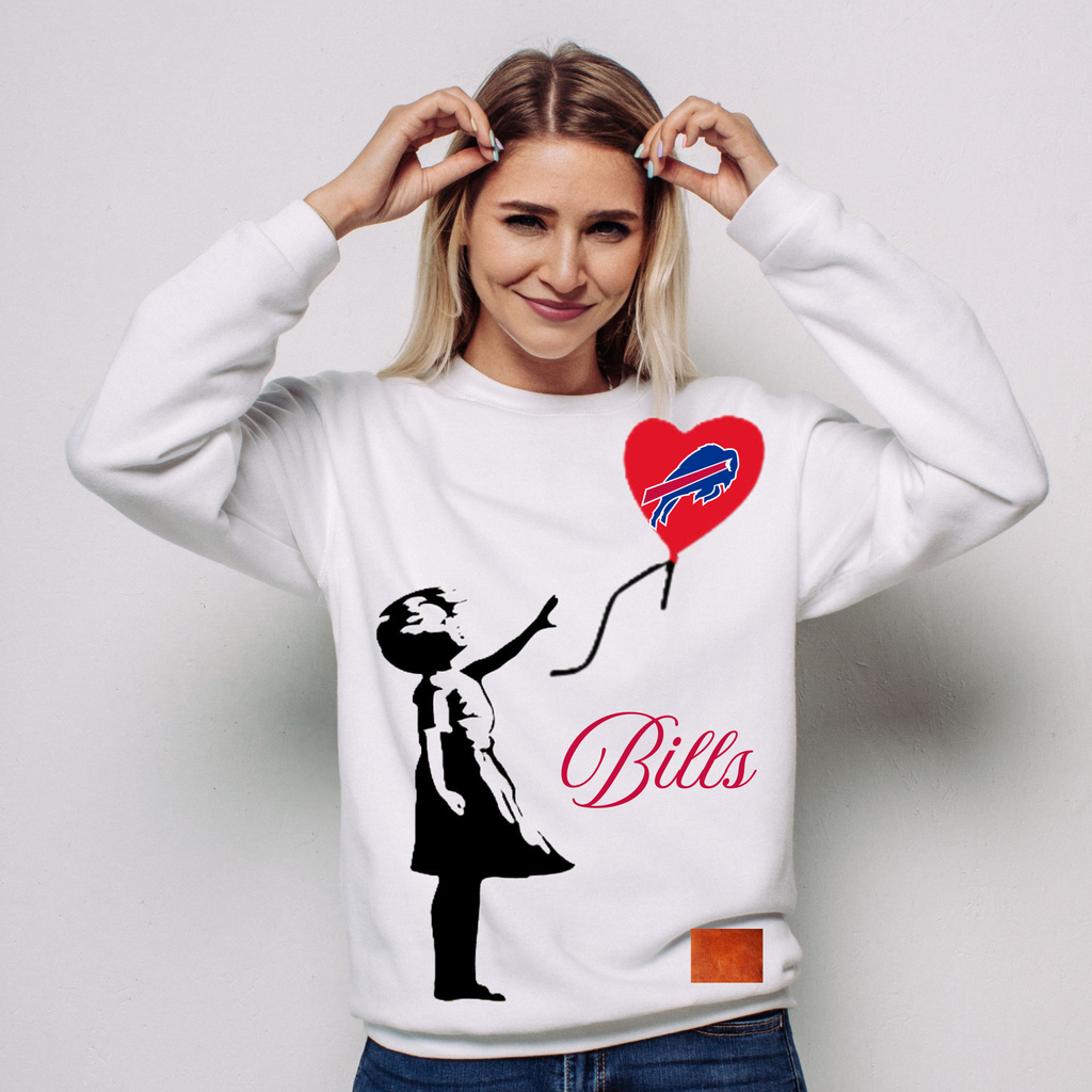 Women’s Buffalo Heart Football Shirt– Street Art Inspired Fan Crewneck