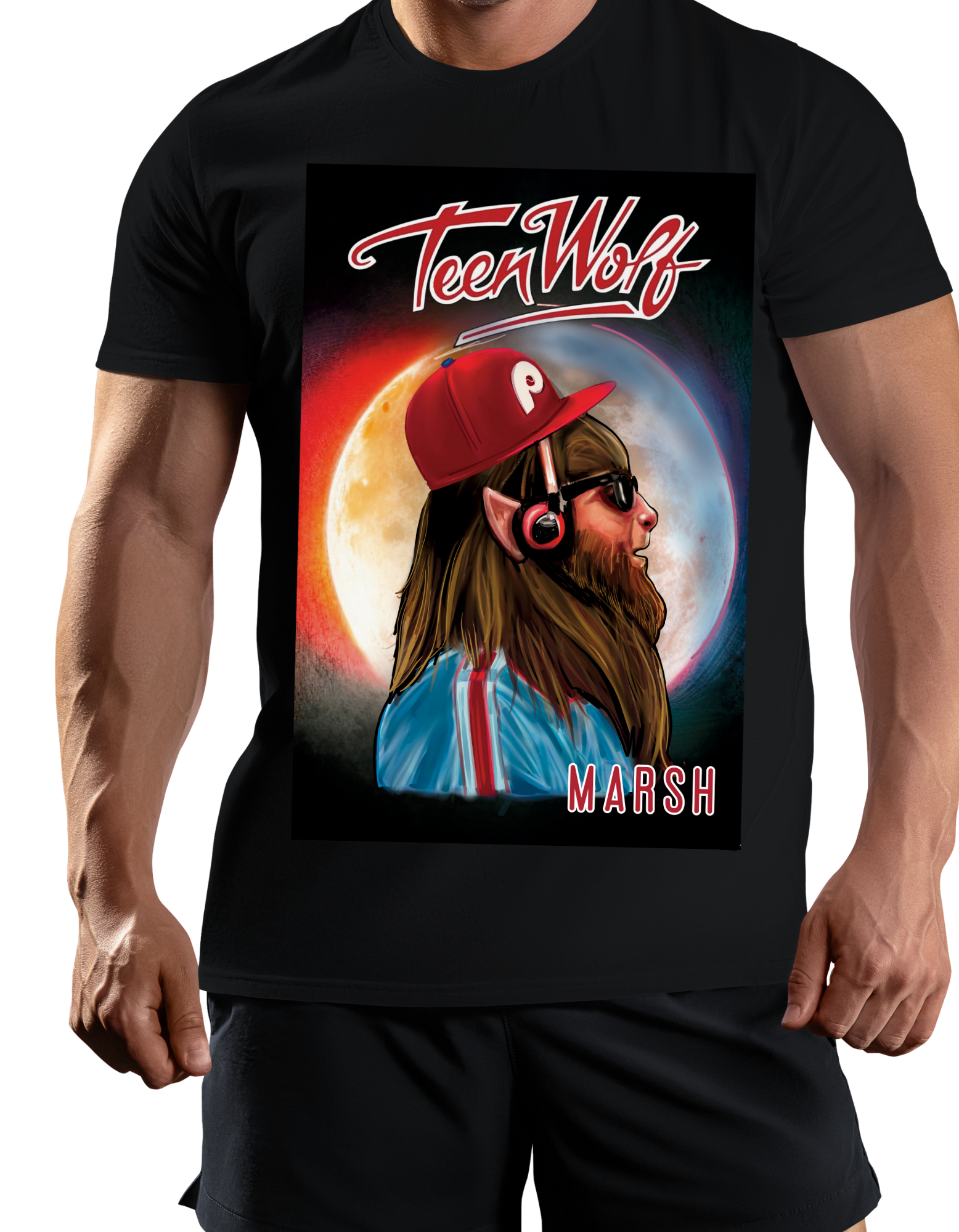 🌕 Marsh Teen Wolf Tee – Philly Baseball Meets Retro Cool