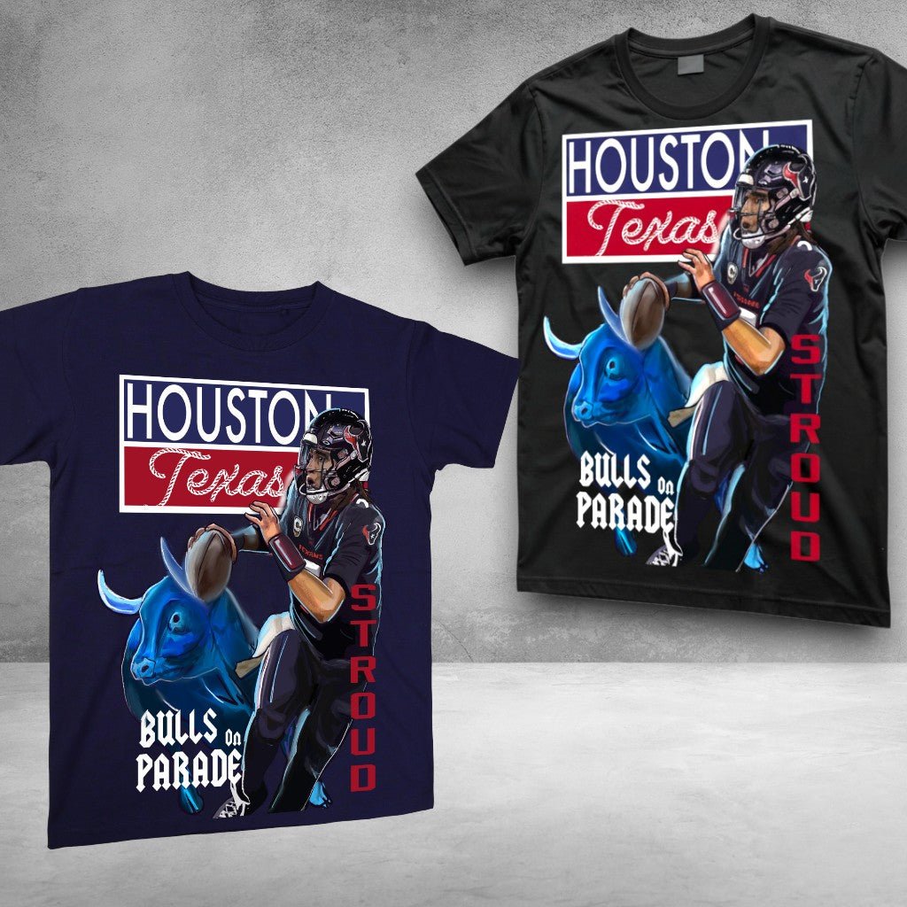 Houston Football “Bulls on Parade” Graphic T-Shirt | Texas Game Day Fan Shirt | Original Houston Fanwear
