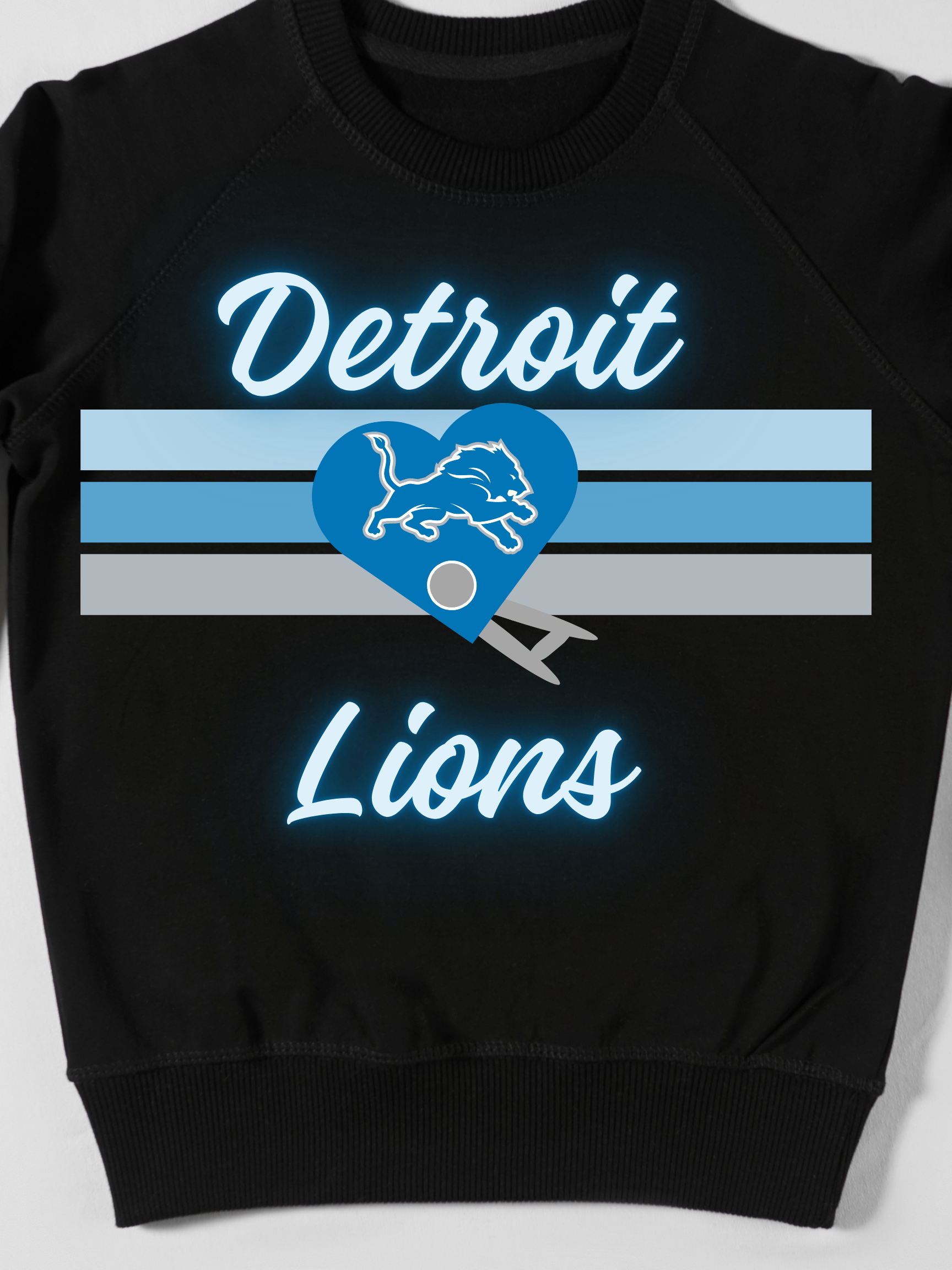 Detroit Football Heart Sweatshirt | Blue & Silver Fan Crewneck | Cozy Unisex Game Day Pullover
