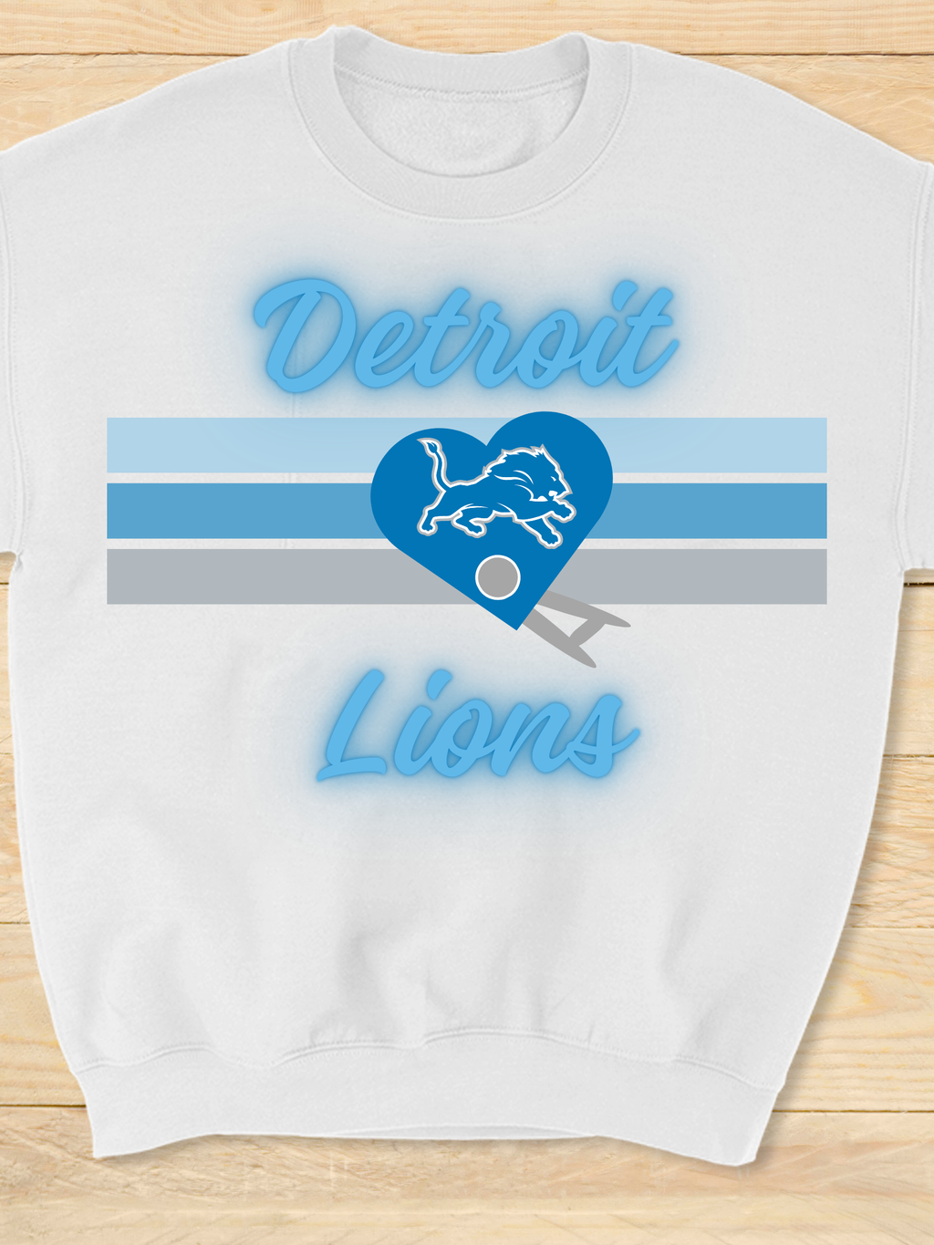 Detroit Football Heart Sweatshirt | Blue & Silver Fan Crewneck | Cozy Unisex Game Day Pullover