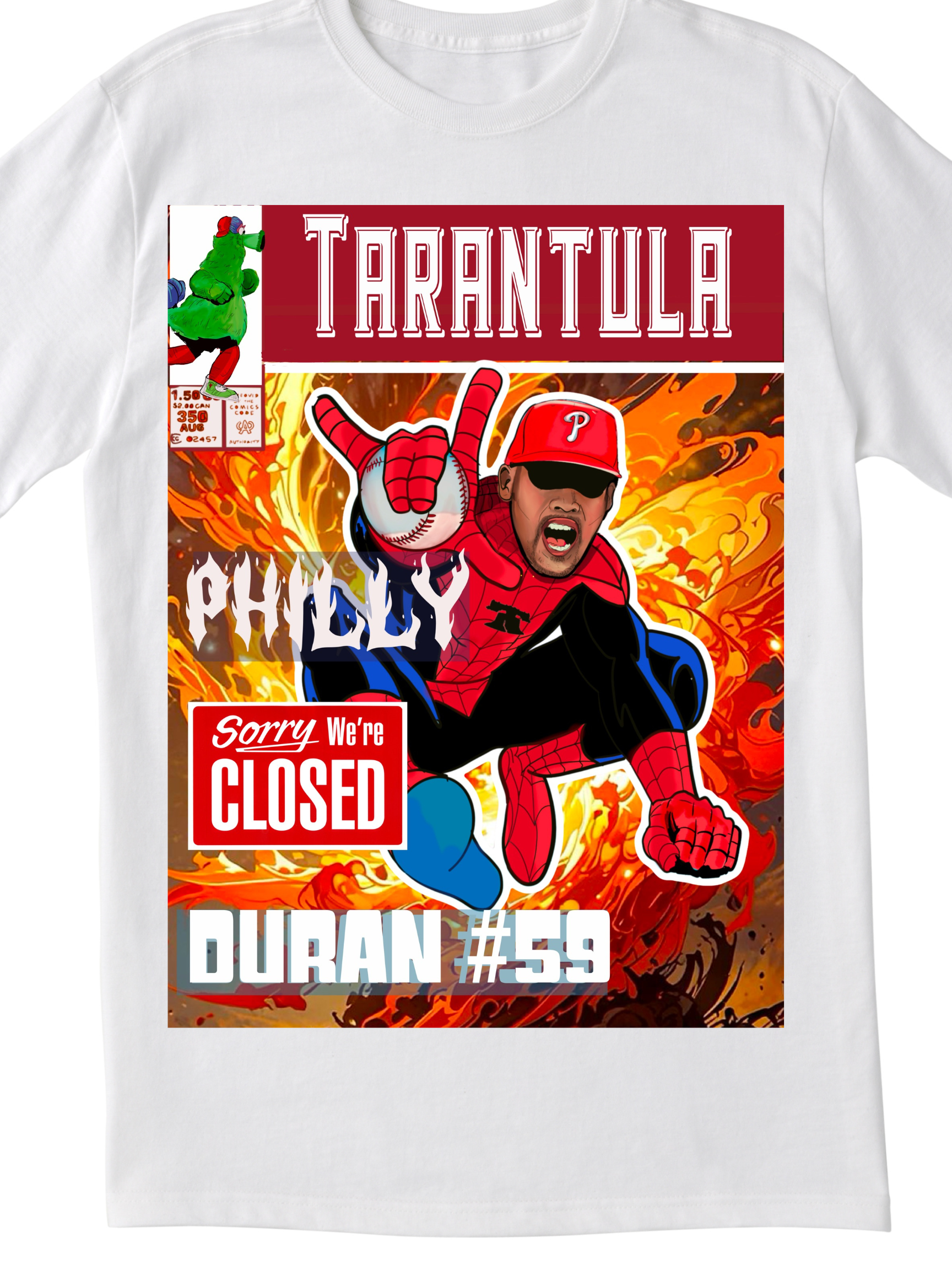 Tarantula inspired #59 Tee – Philly Pitching Power Comic Shirt (Mens)