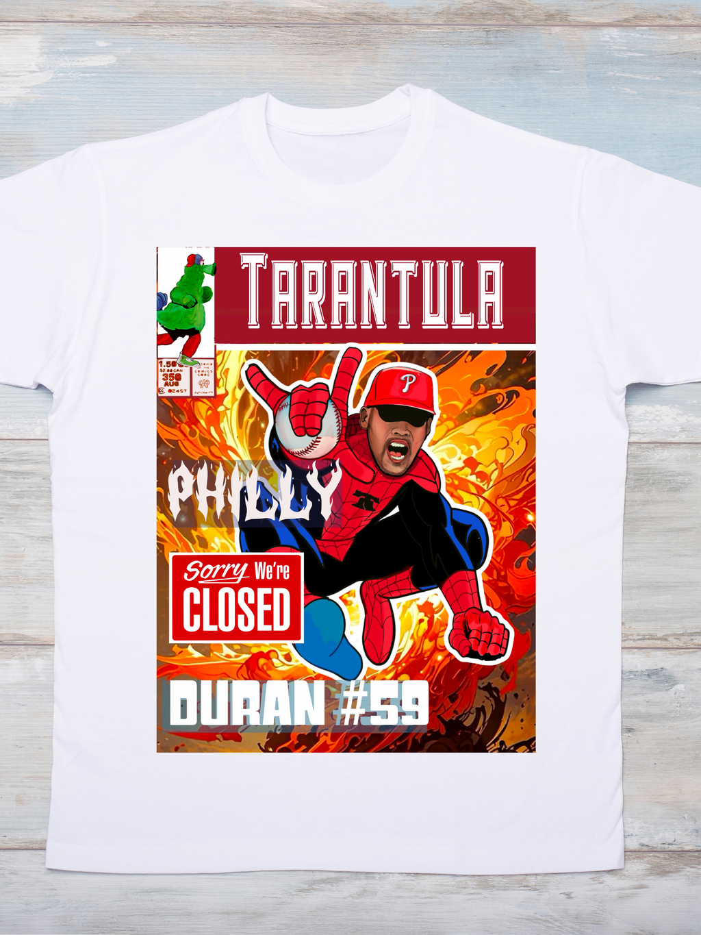 Tarantula  #59 Tee – Philly Pitching Power Comic Shirt(Womans)