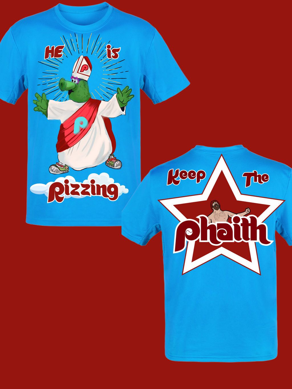 featuring Philly Phanatic as pope with red sash