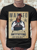 Graphic T-shirt featuring a caricature of Elly D Cruz with a 'Wanted' poster design, themed around stealing third base, popular with Cincinnati baseball fans.