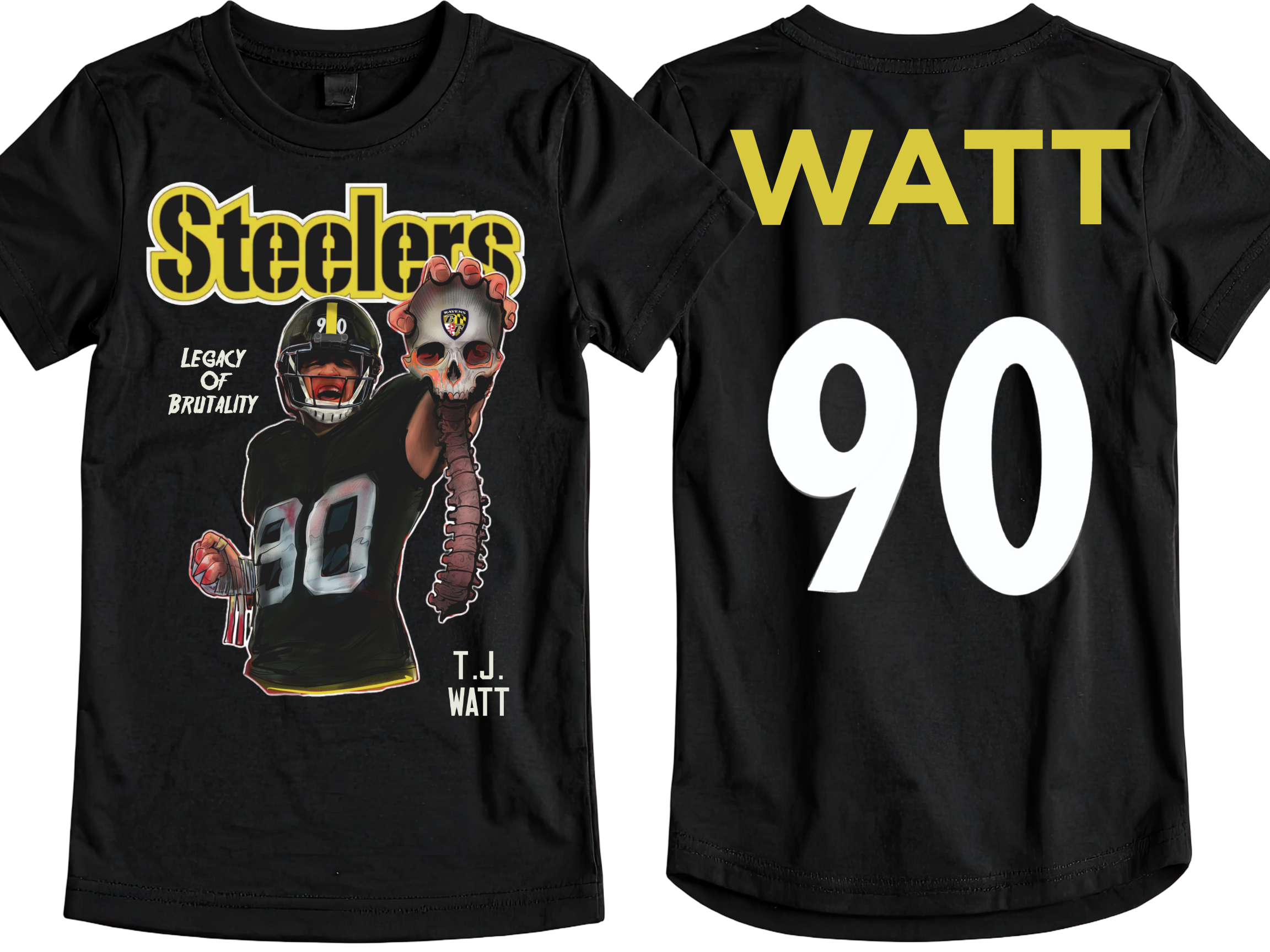 Steel City Football Fan Shirt – Watt Inspired Legend Design | Pittsburgh Black & Gold Graphic Tee 2