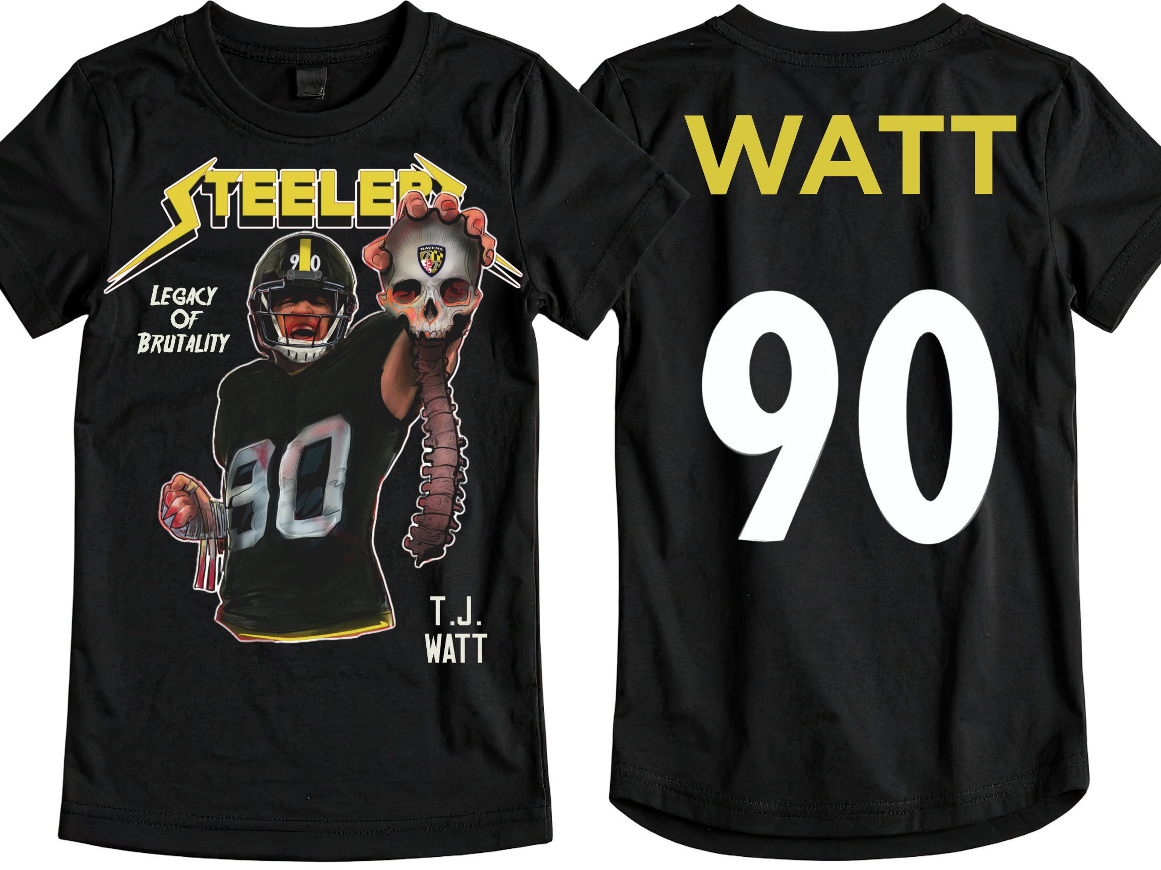 Steel City Football Fan Shirt – Watt #90 Inspired Legend Design | Pittsburgh Black & Gold Graphic Tee