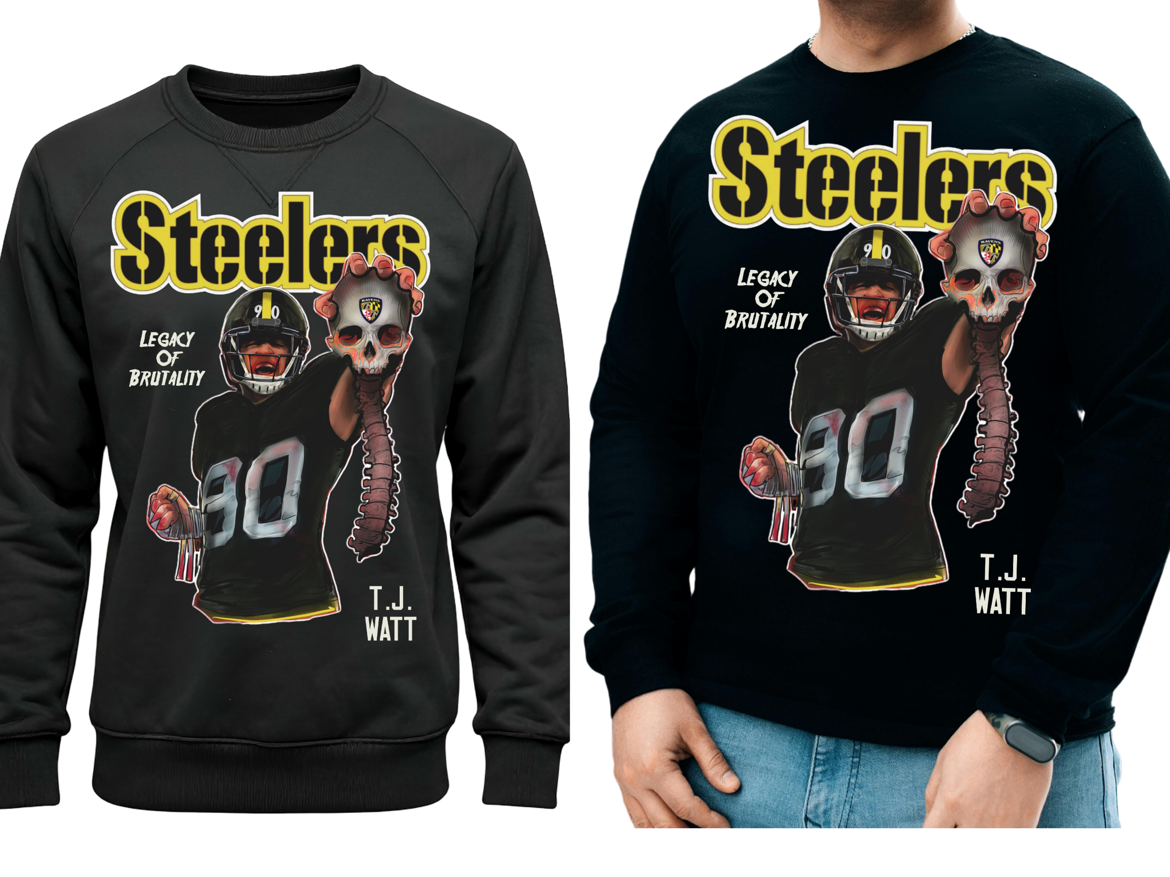 Steel City Football Fan Shirt – Watt Inspired Legend Design | Pittsburgh Black & Gold Graphic Tee 2