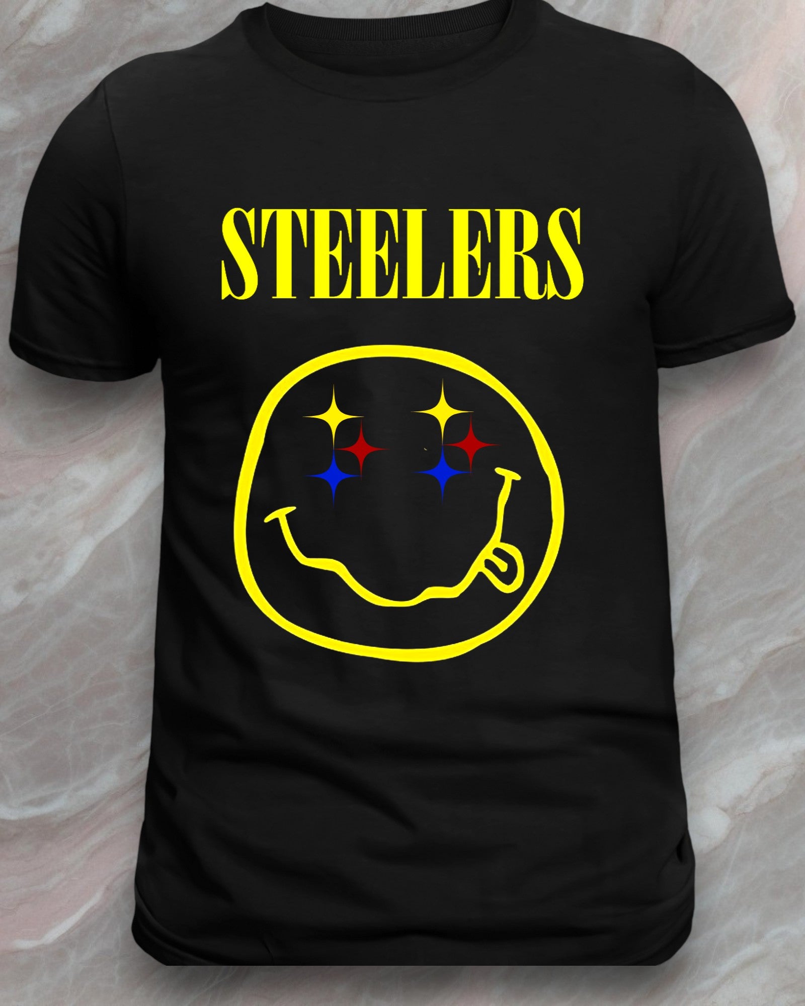 Steel City Football Smiley Tee & Hoodie – Black and Gold Fan Graphic Shirt I Chadsters original