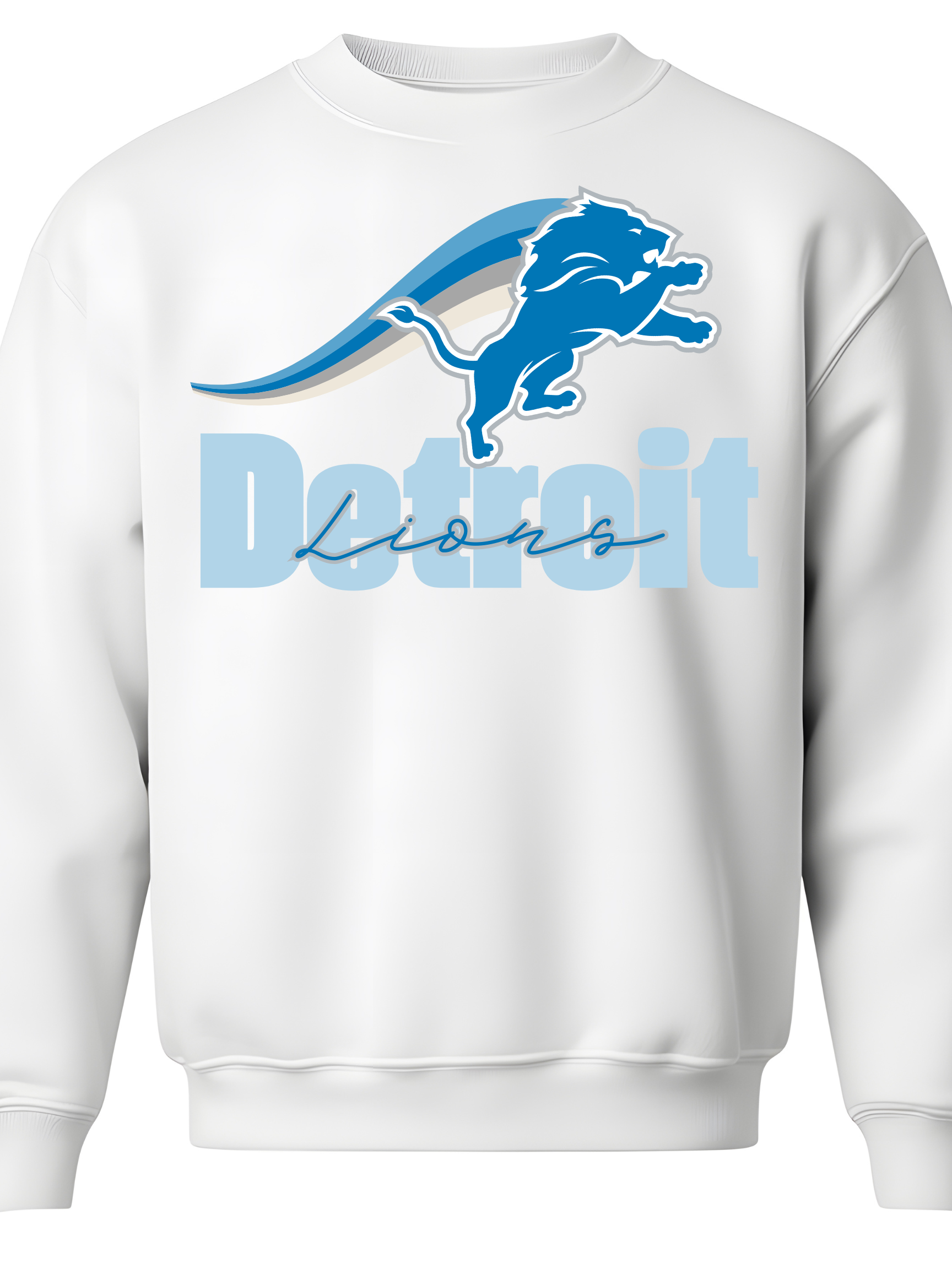 Motor City Football Spirit Tee | Roaring Blue Cat Fan Shirt | Detroit Game Day Graphic T-Shirt for Women