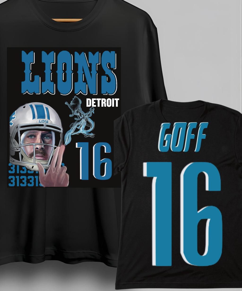 Detroit Football Blue & Black Fan Tee – #16 Inspired Graphic Shirt I Chadsters Original