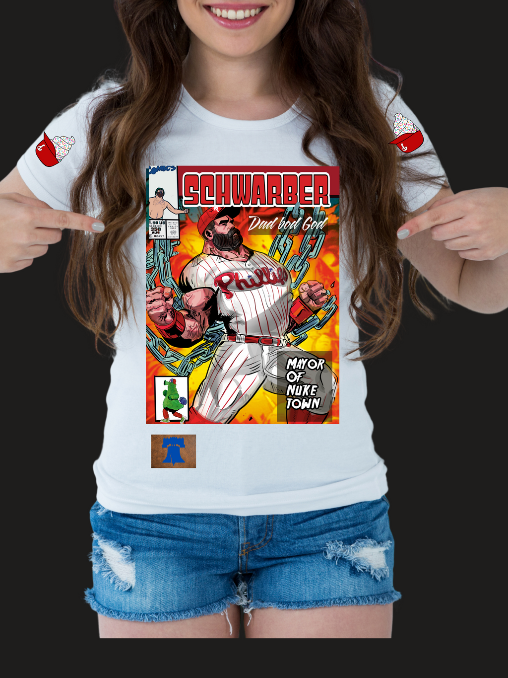 Dad Bod God – Philly Baseball Comic Style Shirt for Fans #12(womens)