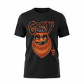 Chadsters black t-shirt with a bold orange graphic of Gritty, the Flyers mascot, with the text "Orange Man Bad".