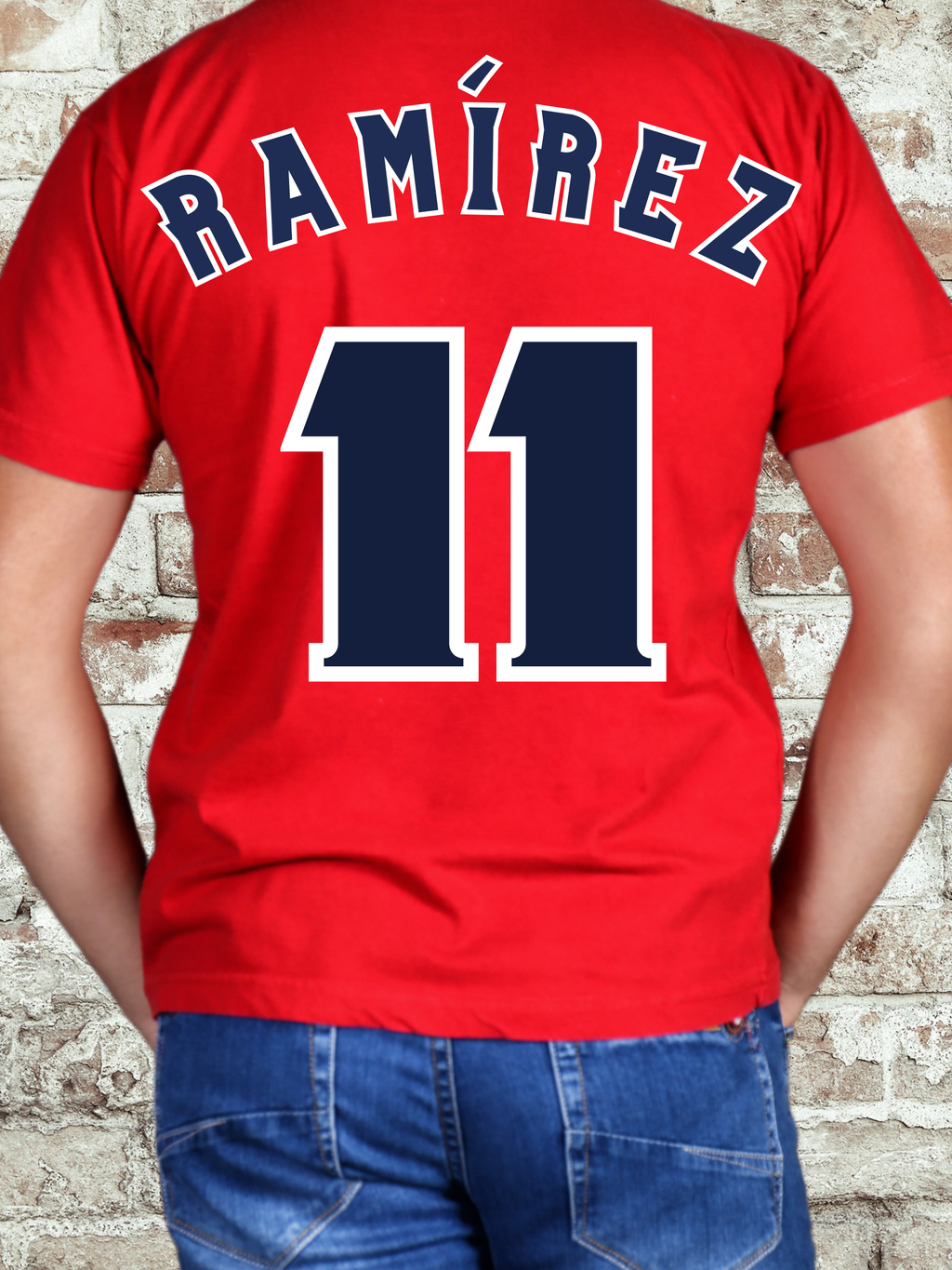 Red graphic t-shirt featuring artistic illustration of a Cleveland baseball player wearing a cap, surrounded by stars and laurel design, perfect for passionate Guardians fans