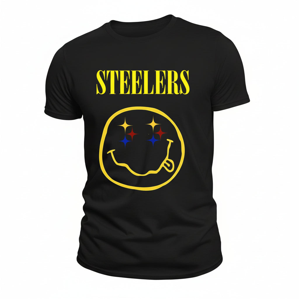 Steel City Football Smiley Tee & Hoodie – Black and Gold Fan Graphic Shirt I Chadsters original