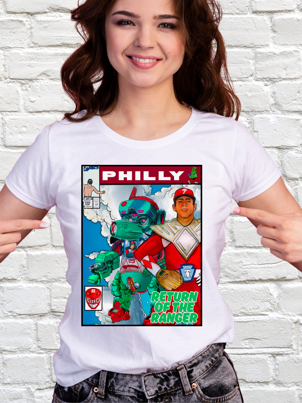 Return of the Ranger Philly Comic Shirt – Baseball Mech Parody Tee