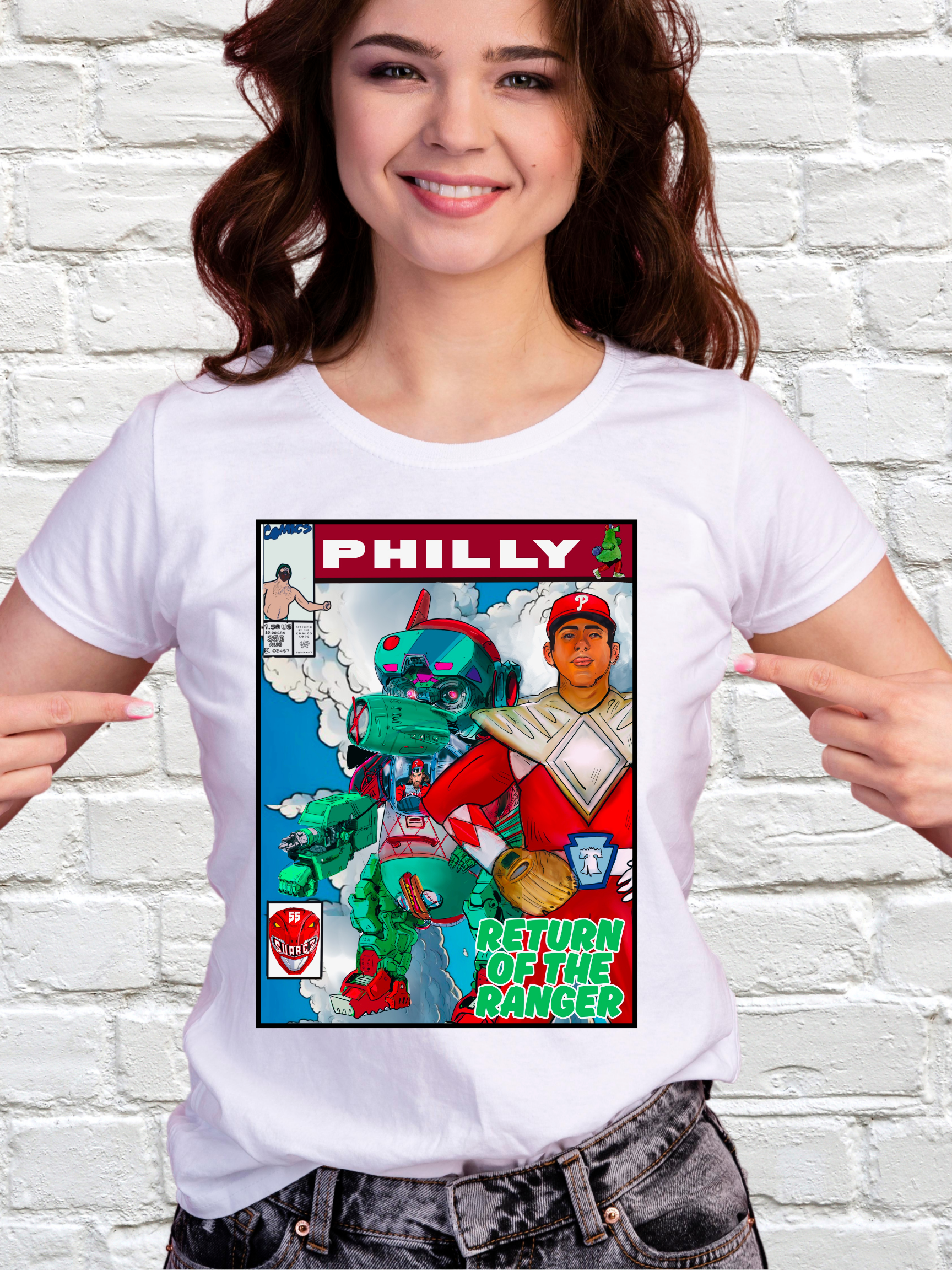 Return of the Ranger Philly Comic Shirt – Baseball Mech Parody Tee