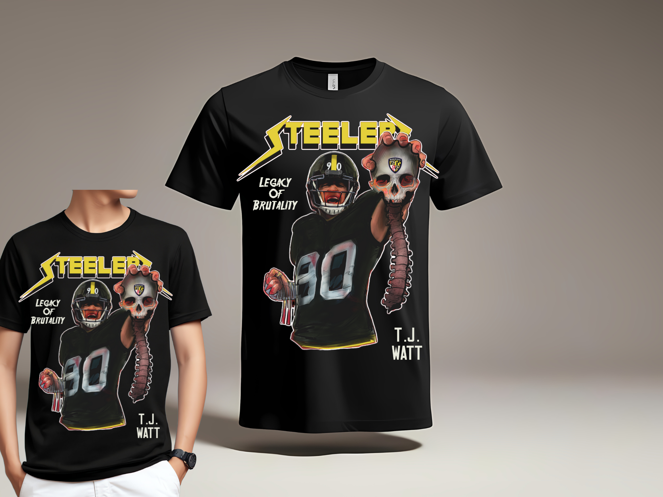 Steel City Football Fan Shirt – Watt #90 Inspired Legend Design | Pittsburgh Black & Gold Graphic Tee