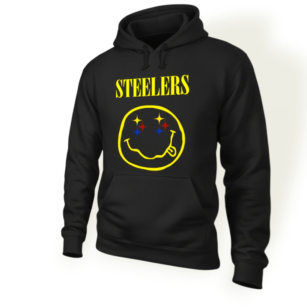 Steel City Football Smiley Tee & Hoodie – Black and Gold Fan Graphic Shirt I Chadsters original