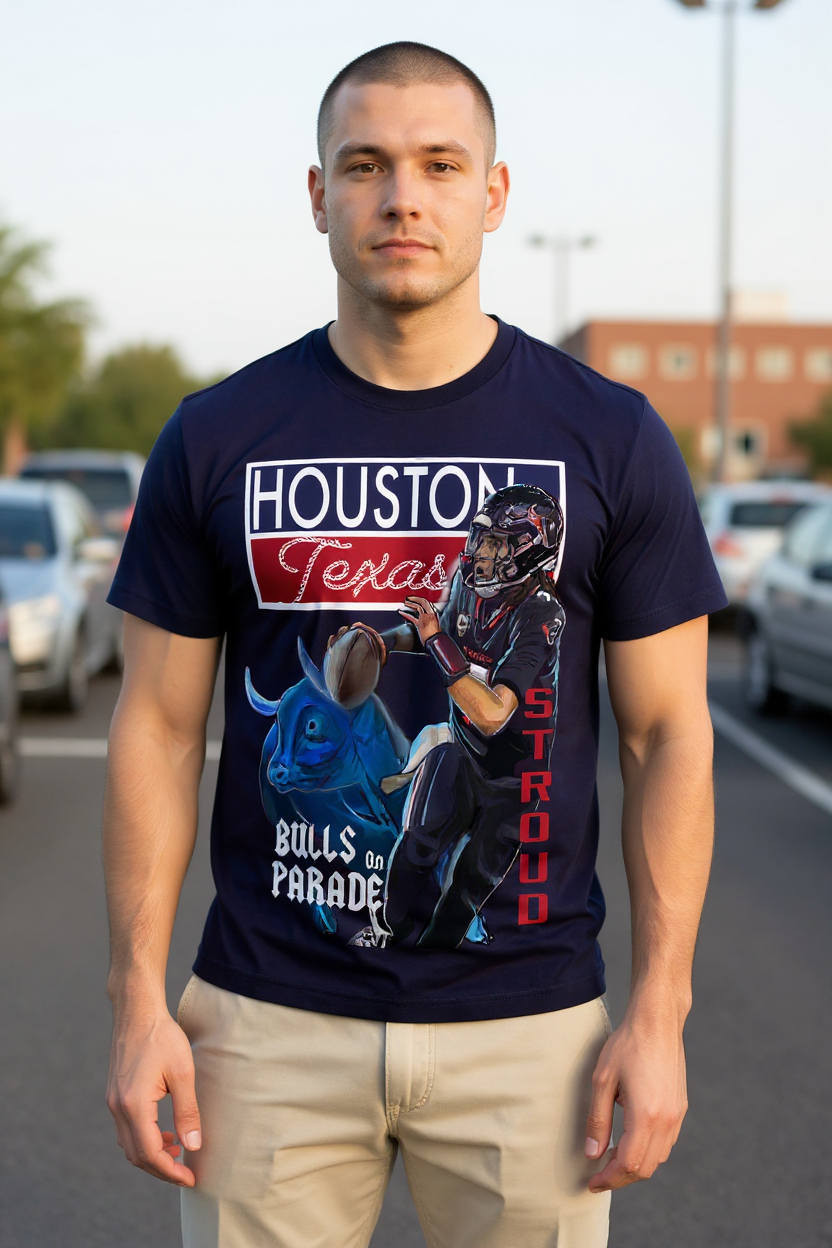 Houston Football “Bulls on Parade” Graphic T-Shirt | Texas Game Day Fan Shirt | Original Houston Fanwear